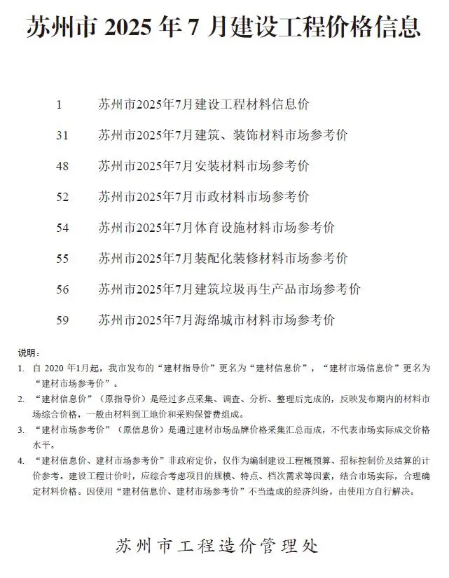 苏州市2025年7月造价信息PDF期刊