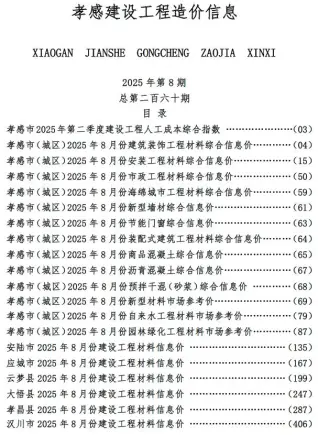 孝感市2025年8月造价信息