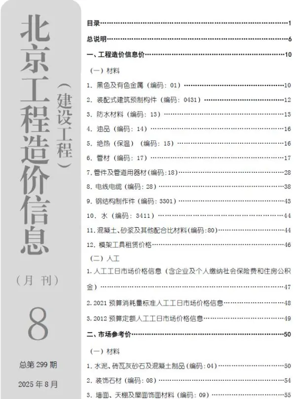 北京市2025年8月信息价PDF扫描件