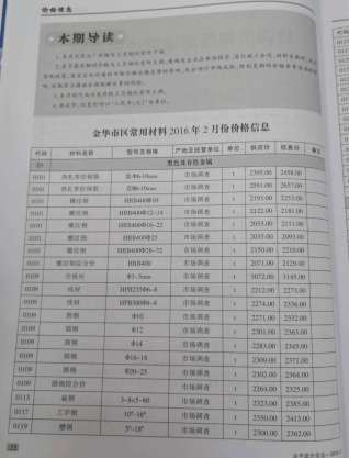 金华造价信息2016年2月