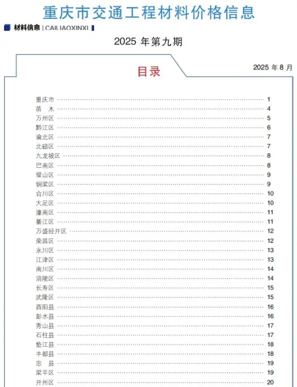 重庆2025年9月交通信息价PDF扫描件