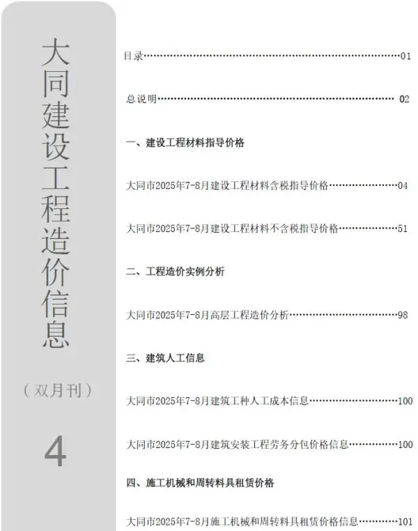 大同市2025年4月信息价PDF扫描件