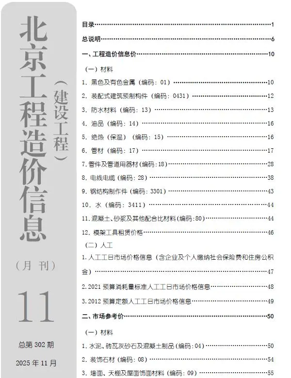 北京市2025年11月信息价PDF扫描件