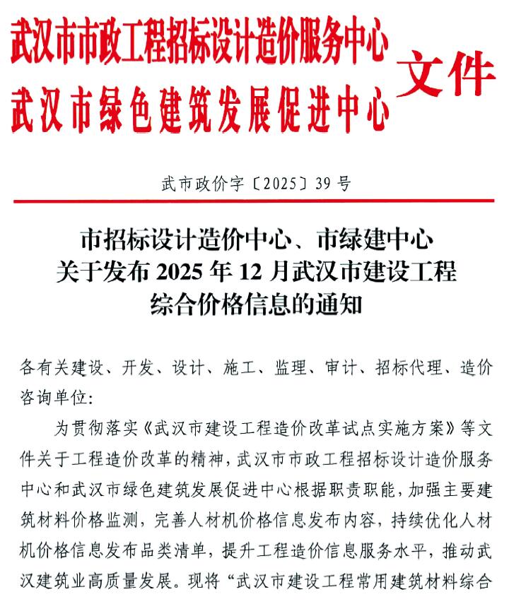 2025年12月武汉信息价