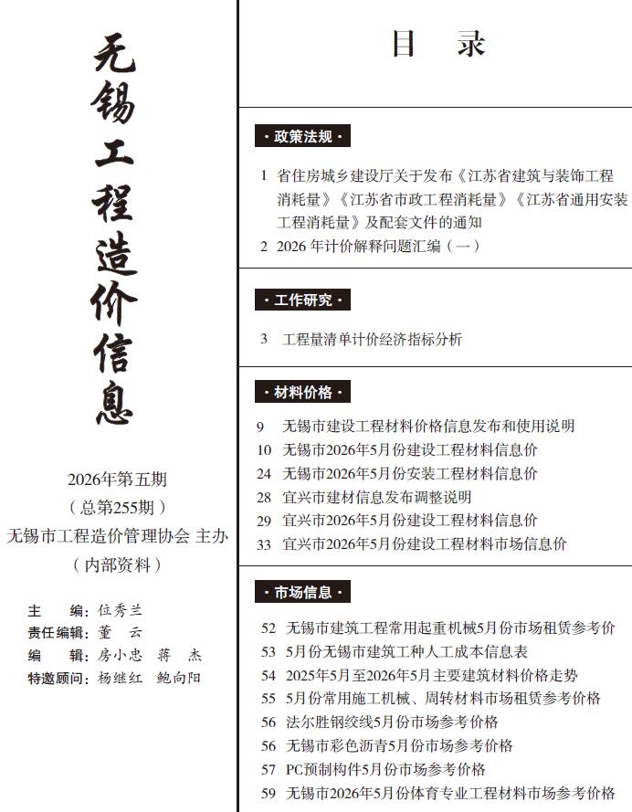 2026年5月无锡信息价