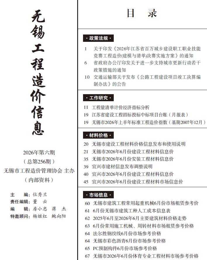 2026年6月无锡信息价