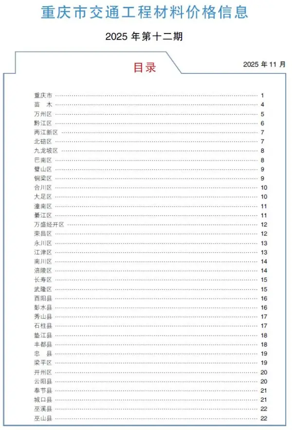 重庆2025年12月交通信息价PDF扫描件