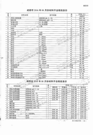 四川工程造价信息2016年9月