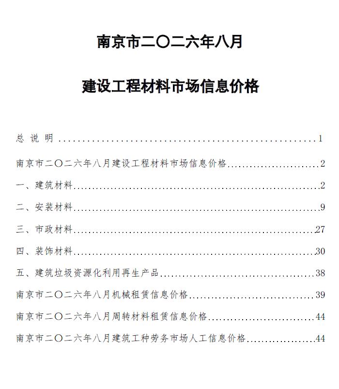 2026年南京信息价