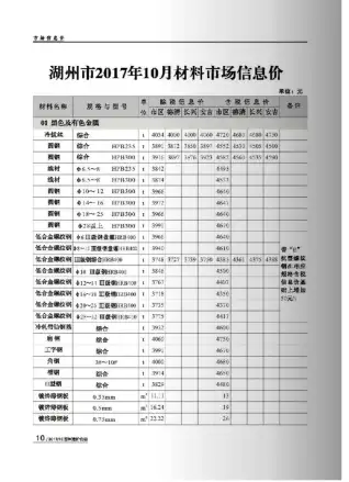 湖州市2017年10月造价信息PDF期刊