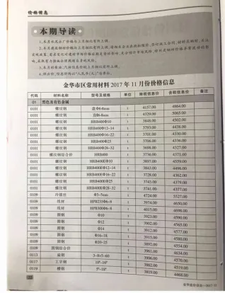 金华市2017年11月造价信息PDF期刊