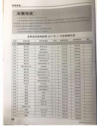 金华造价信息2017年11月