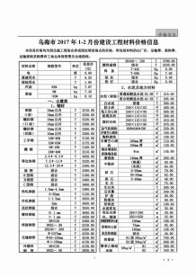 乌海2017年1期造价信息电子版