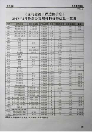 义乌市2017年2期建设工程造价信息工程信息价电子版PDF