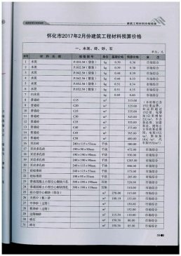 怀化2017年2月造价信息