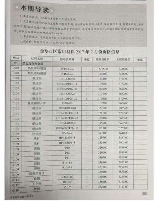 金华造价信息2017年2月