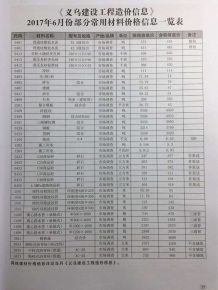 义乌2017年6期造价信息电子版