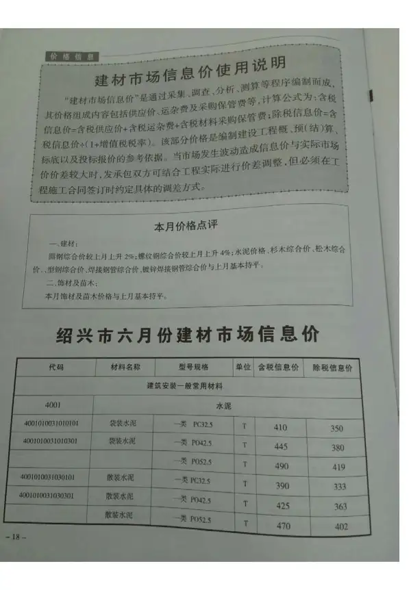 绍兴市2017年6期信息价PDF扫描件