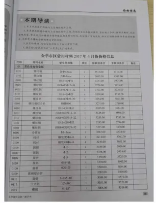 金华市2017年第6期造价信息PDF期刊