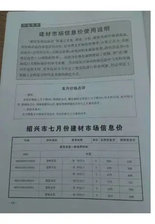 2017年7月绍兴市造价信息