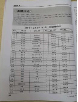 金华2017年9月造价信息