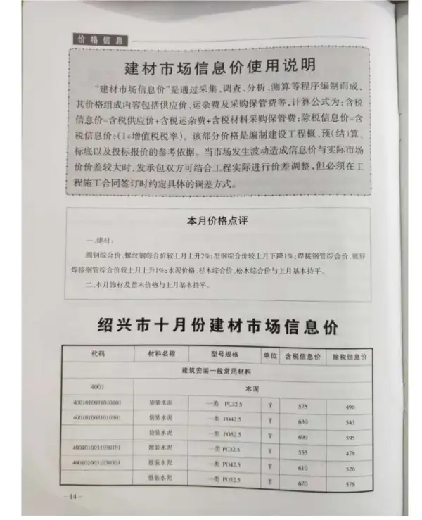 绍兴市2018年10月信息价PDF扫描件