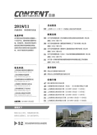 上海市2018年11月电子版造价信息期刊封面
