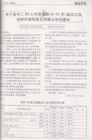 2007年岳阳造价信息