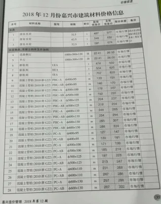 嘉兴2018年12月电子版造价信息