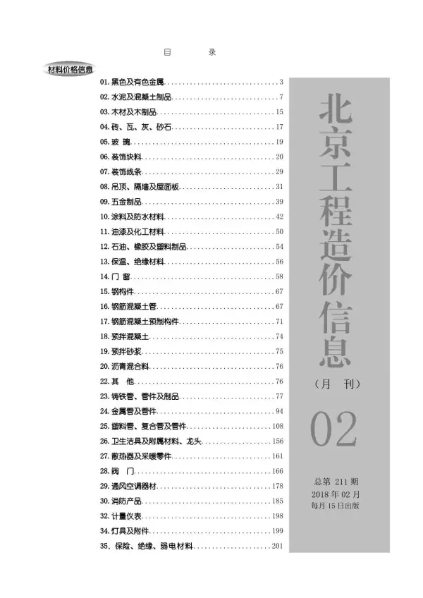 北京市2018年2期信息价PDF扫描件