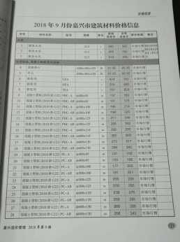 嘉兴2018年9月造价信息