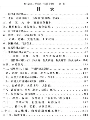 2018年9月普洱造价信息期刊封面