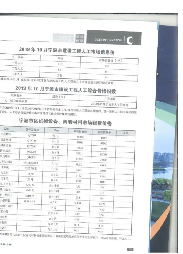 宁波市2019年10月信息价PDF扫描件