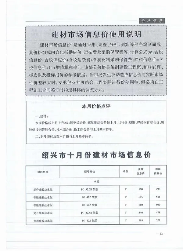 绍兴市2019年10月信息价PDF扫描件