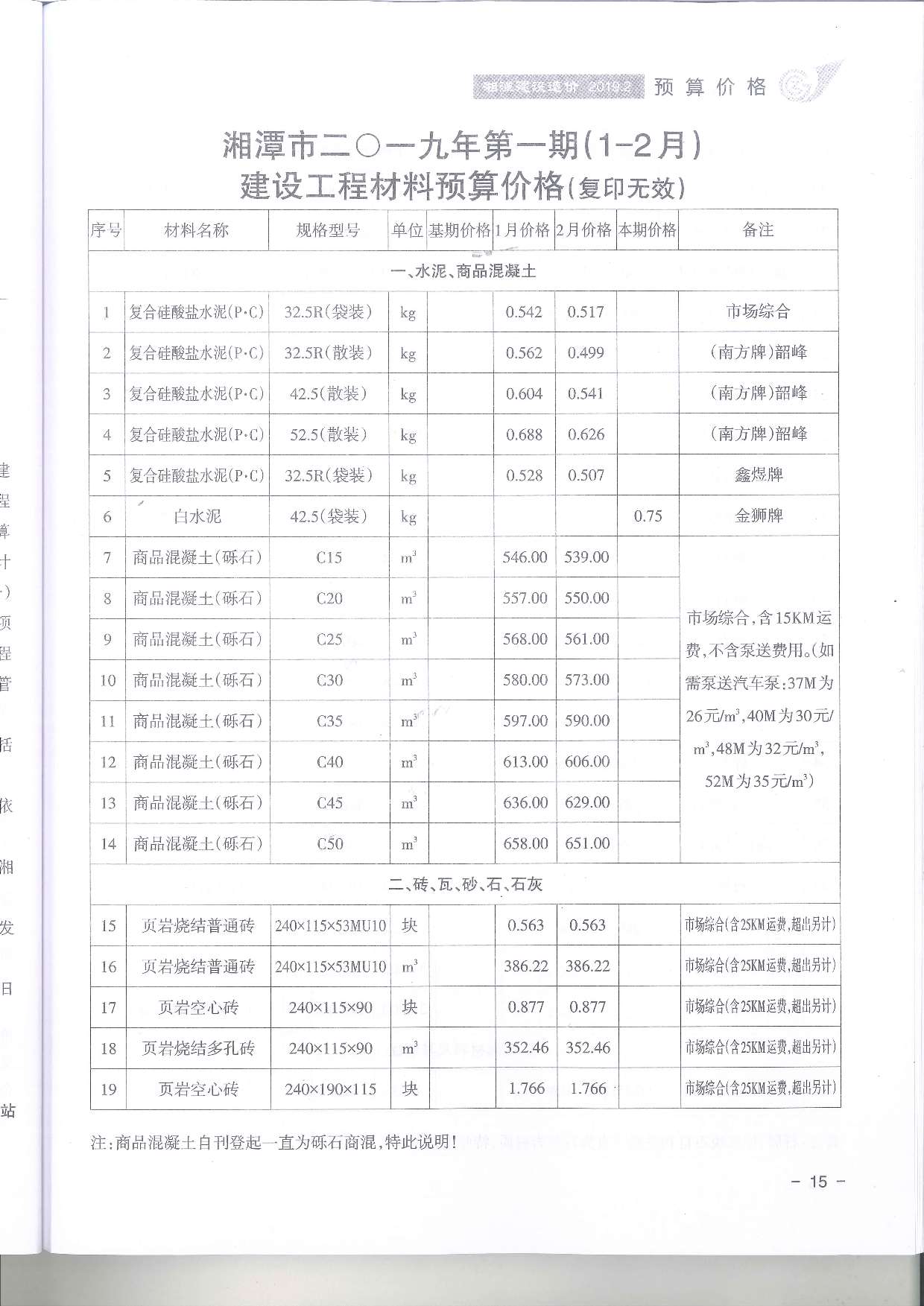 湘潭市2019年1期建设造价电子版