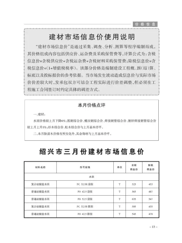 绍兴市2019年3期信息价PDF扫描件