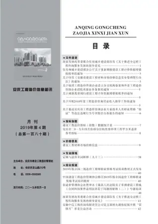 2019年安庆造价信息期刊封面