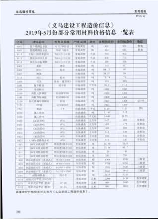 义乌建设工程造价信息2019年5月