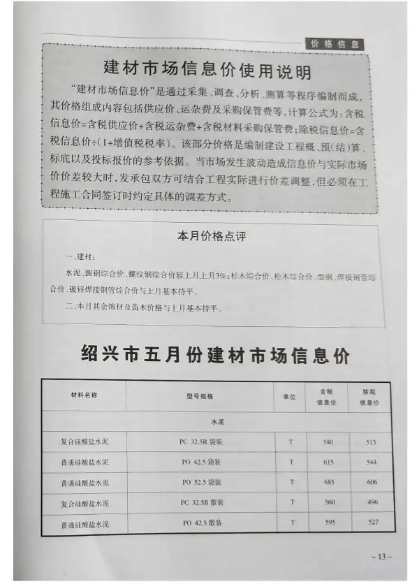 绍兴市2019年5期信息价PDF扫描件