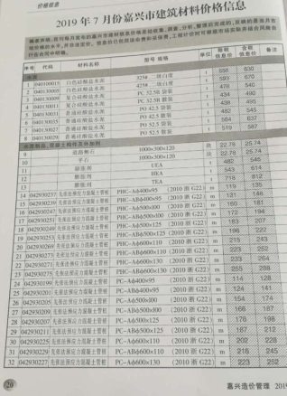 嘉兴造价管理综合信息2019年7月