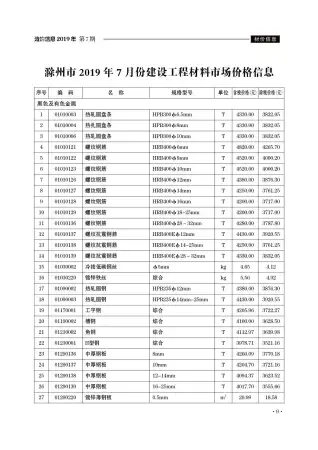 滁州市2019年7月造价信息PDF期刊