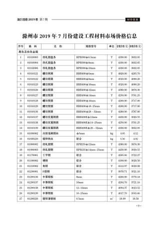 滁州市2019年7月信息价电子版PDF