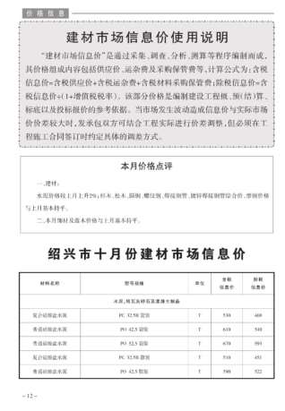 绍兴建设工程造价管理信息2020年10月