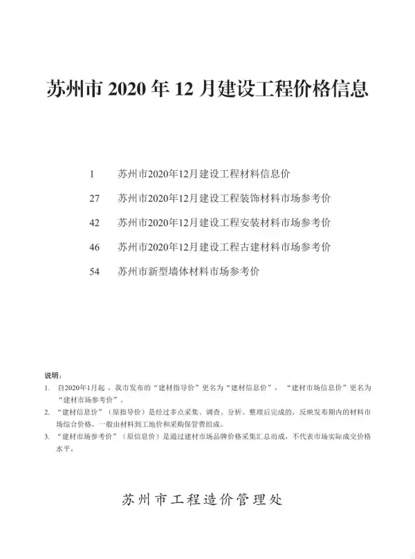 苏州市2020年12月信息价PDF扫描件