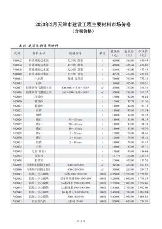 天津工程造价信息2020年2月