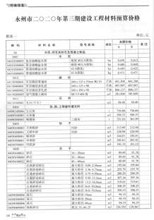 永州2020年3期造价信息电子版