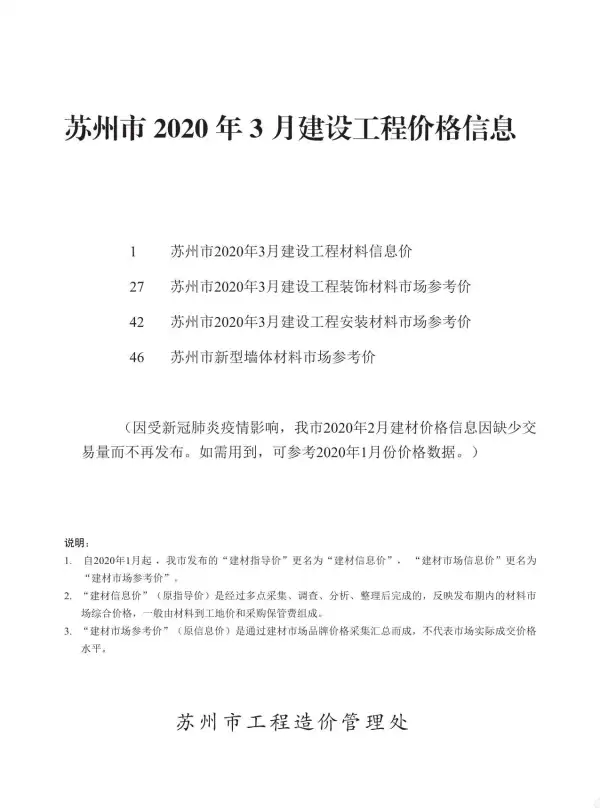 苏州市2020年3期信息价PDF扫描件