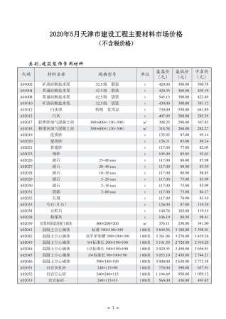 天津工程造价信息2020年5月