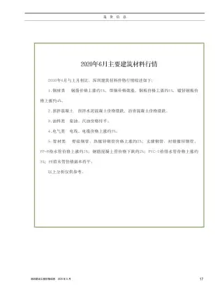 深圳2020年第6期电子版造价信息期刊封面