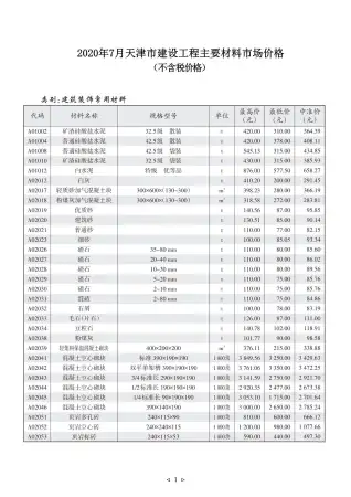 天津2020年7月电子版造价信息